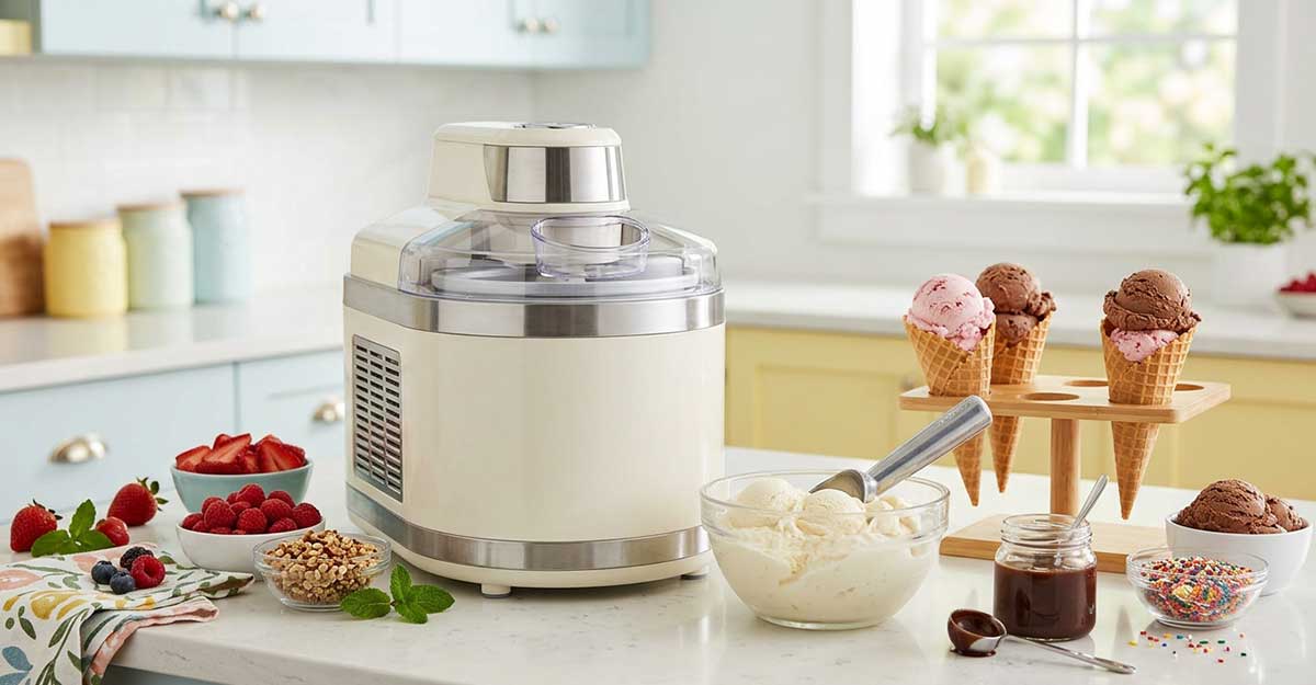 من وين اشتري الة ايسكريم بجودة عالية وما هي المتاجر المتوفرة